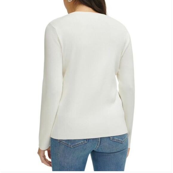 Calvin Klein Asymmetric Sequin Sweater L White NWT Academia Minimalist Capsule - Picture 2 of 7